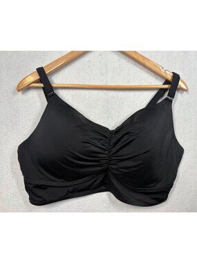 Torrid Wireless Ruched Bikini Swim Top Black Swimsuit Plus Size Women's 2 2X